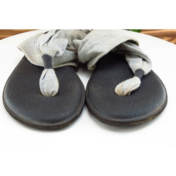 Sanuk Sz 9 M Gray Slingback Fabric Women Sandals - Picture 2 of 9